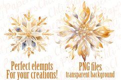 Watercolor Snowflakes Clipart Gold Snowflakes Christmas Png Product Image 3