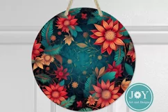 FLOWERS ROUND PNG CLIPART FOR DOOR HANGER, COASTERS AND MORE Product Image 3