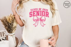 Senior Class of 2026|Coquette Pink Bow 2026| Graduation SVG Product Image 2