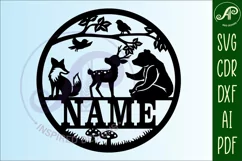 Woodland animal Name sign svg laser cut template, wall art Product Image 4