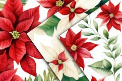 Watercolor Poinsettias Digital Papers - Seamless Patterns Product Image 5