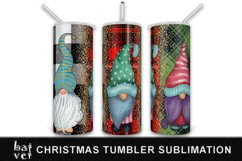 Plaid Christmas Tumbler PNG | Gnome Tumbler Sublimation Product Image 2