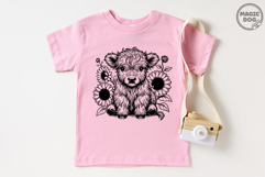 Black Highland Cow With Sunflowers|Highland Cow Vector Product Image 3