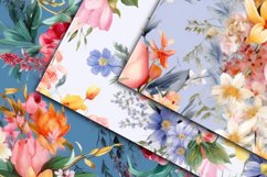 Watercolor Bouquets Digital Papers - Seamless Patterns Product Image 2