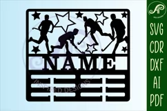 Field hockey male medal holder Name svg laser cut template Product Image 4