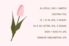 Cute Pink Tulip Girl Seamless Pattern Product Image 3