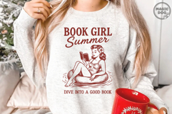 Book Girl Summer|Vintage Girl Reading Book|Bookish Lover SVG Product Image 3