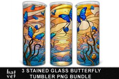 Stained Glass Butterfly Tumbler Sublimation Bundle Wrap PNG Product Image 3