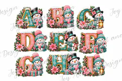 Snowman Christmas Alphabet, Christmas Monograms, Letters PNG Product Image 3