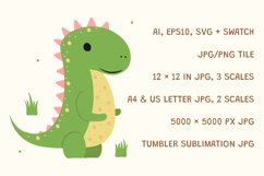 Cute Green Dinosaur Seamless Kid Pattern Product Image 3