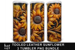 Tooled Leather Sunflower Tumbler Sublimation PNG Bundle Product Image 3