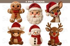 Crochet Yarn Christmas PNG Bundle, Faux Knit Santa Reindeer Product Image 1