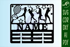 Tennis female medal holder Name svg laser cut template Product Image 4