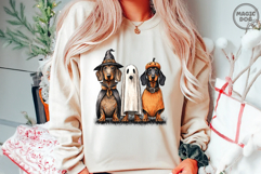 Halloweenie Dachshund Ghost|Halloween Ghost And Witch Weenie Product Image 3