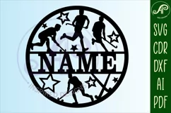 Field Hockey male name sign svg laser cut template Product Image 5