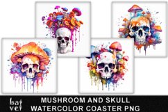 Mushroom and Skull Coaster Sublimation | Watercolor Coaster Product Image 3