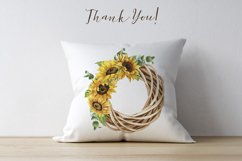 Watercolor Sunflower Wreath Clipart. Summer Flower Clipart. Product Image 3