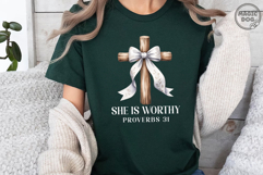 She is Worthy Bow Christian Coquette|Girly Faith Proverbs Product Image 3