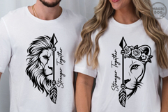 Stronger Together Couple Lion Men and Women Matching Shirt Product Image 3