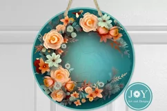FLOWERS ROUND PNG CLIPART FOR DOOR HANGER, COASTERS AND MORE Product Image 3