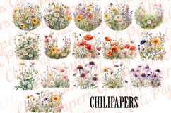 Meadows Clipart,Wildflower clipart,Round Scenes,Meadow field Product Image 2