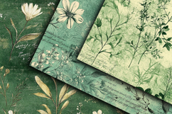 Distressed Green Florals Digital Papers - 16 Seamless Papers Product Image 3