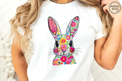 Faux Embroidery Floral Bunny|Funny Bunny Easter with Flowers Product Image 3