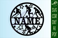 Field Hockey female name sign svg laser cut template Product Image 5