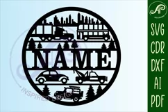 Cars and trucks name sign svg laser cut template Product Image 5