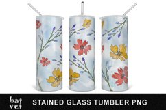 Stained Glass Tumbler Sublimation | Floral Tumbler Wrap PNG Product Image 2