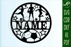 Female Soccer/ football name sign svg laser cut template Product Image 4