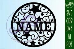 Stars and swirls name sign svg laser cut template Product Image 4