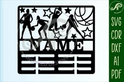Basketball female medal holder Name svg laser cut template Product Image 4