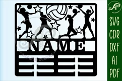 Volleyball female medal holder Name svg laser cut templat Product Image 4
