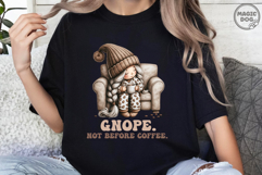 Gnope Not Before Coffee|Cute Coffee Gnome Girl|Cozy Winter Product Image 3