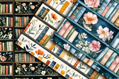 Bookshelfs with Flowers Digital Papers - 16 Seamless Paper Product Image 3