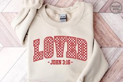 Loved John 3:16 Christian Valentines|Checkered Varsity Product Image 3