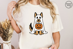 Halloween German Shepherd Ghost|Retro Ghost Dog Pumpkin SVG Product Image 3