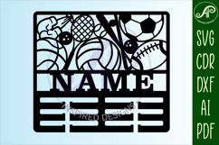 Sports ball medal holder Name svg laser cut template Product Image 4