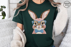 Faux Embroidery Vintage Easter Bunny|Rabbit with Glasses Product Image 2