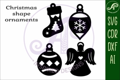 Christmas shape ornaments laser cut outs SVG file 1 Product Image 3