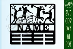 Volleyball male medal holder Name svg laser cut templat Product Image 4