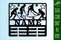 Field hockey female medal holder Name svg laser cut template Product Image 4