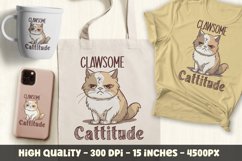 Clawsome cattitude cat sublimation design, transparent PNG Product Image 2