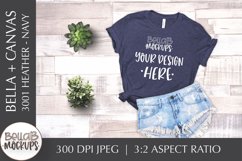 Bella Canvas 3001 Heather Woman&#039;s T Shirt Mockup, Navy Product Image 1