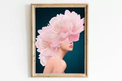 Woman head flowers wall art,Girls clipart,Cute girl clipart Product Image 4