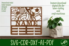 Sports ball medal holder Name svg laser cut template Product Image 1