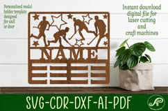Field hockey male medal holder Name svg laser cut template Product Image 1