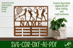 Tennis female medal holder Name svg laser cut template Product Image 1