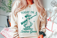 I&#039;m A Serious Goose|Retro Silly Goose With a Gun|Sarcastic Product Image 4